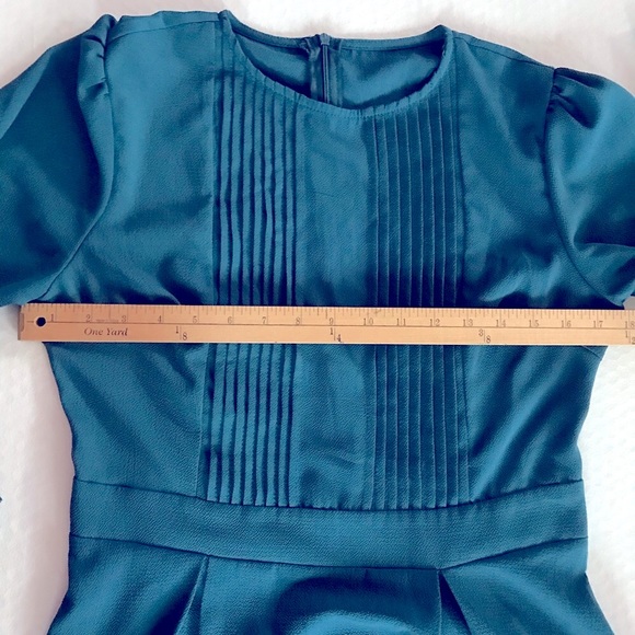 Teal Blue Long Sleeve Cocktail Dress - Picture 13 of 16